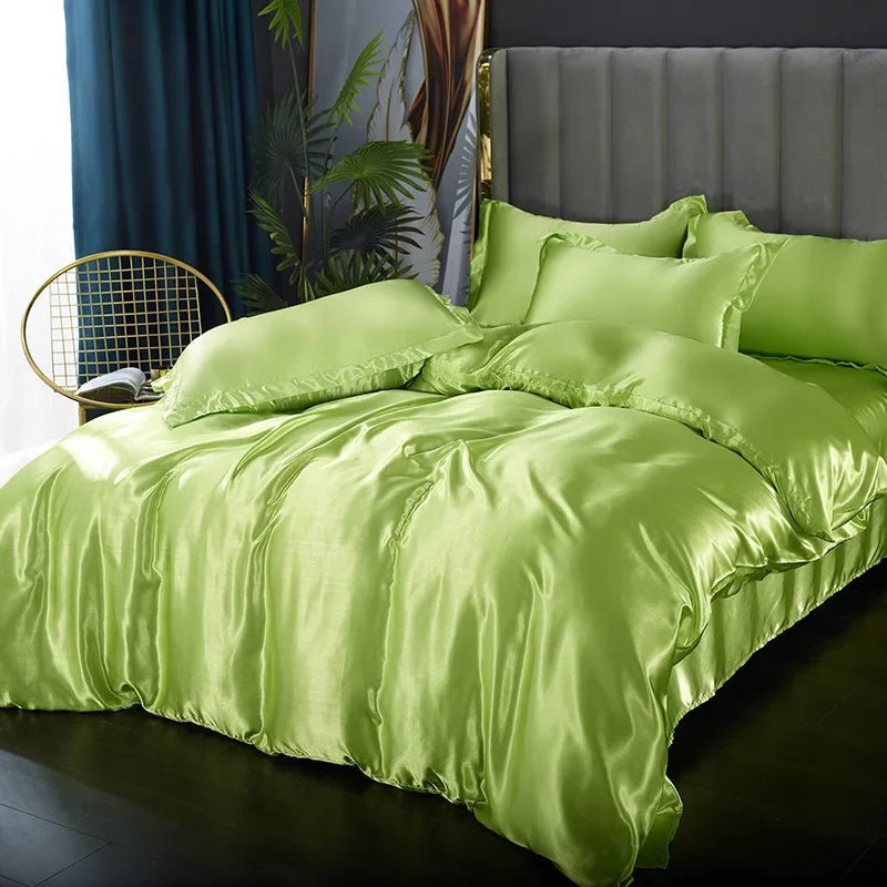 DecorBites™ Silk Luxury Bedding Set: Duvet Cover, Sheet, Pillowcases
