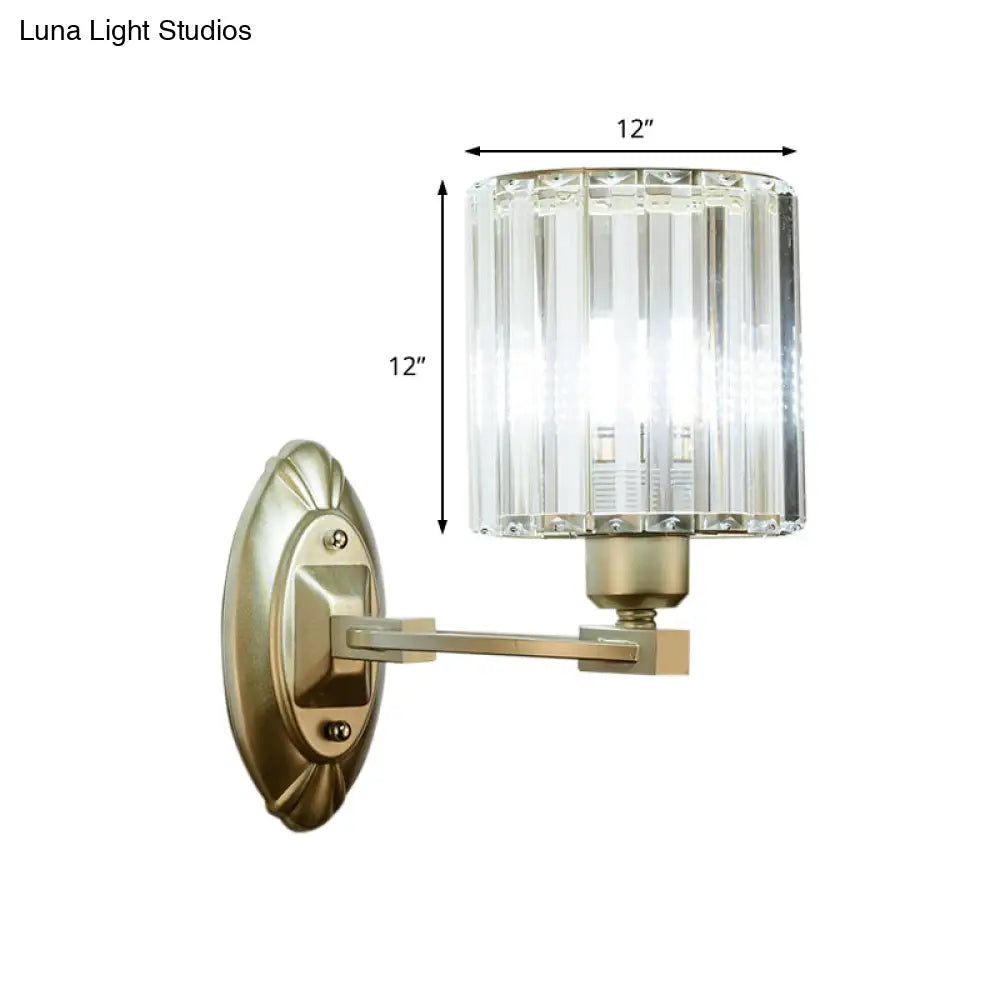 DecorBites™ Silver Modern Cylinder Crystal Wall Light Fixture for Living Room - 1/2 Lights Sconce