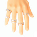 Midi Ring Set Silver Pearl Stylish Layered Jewelry