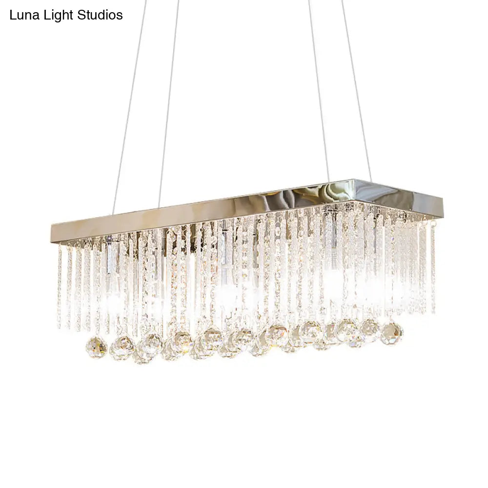 DecorBites™ Simple Chrome Pendant Lighting with 4 Clear Glass Rods for Kitchen Island