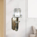 DecorBites™ Simple Clear Crystal Tapered Cone Sconce Light Fixture - Elegant 1-Bulb Wall Lighting Idea for Bedrooms