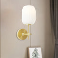 DecorBites™ Simple Gold Bedside Wall Sconce with Lantern Cream Glass Shade - 1 Light Fixture