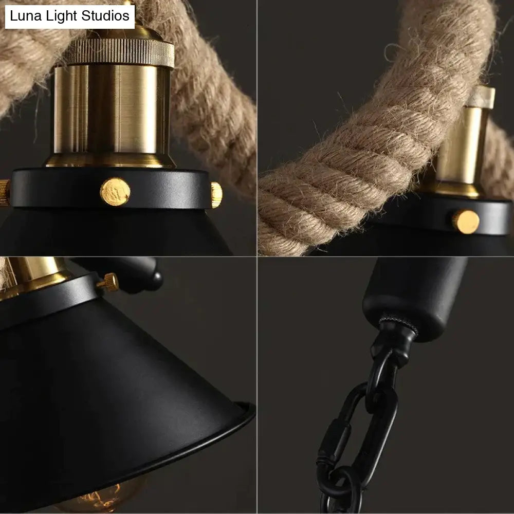 DecorBites™ Simple retro led chandelier Nordic hemp rope cafe chandelier modern novelty American bar restaurant chandelier ceiling