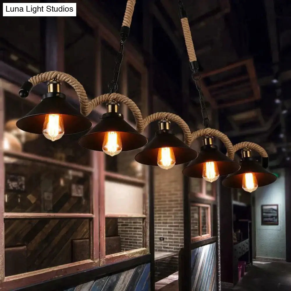 DecorBites™ Simple retro led chandelier Nordic hemp rope cafe chandelier modern novelty American bar restaurant chandelier ceiling