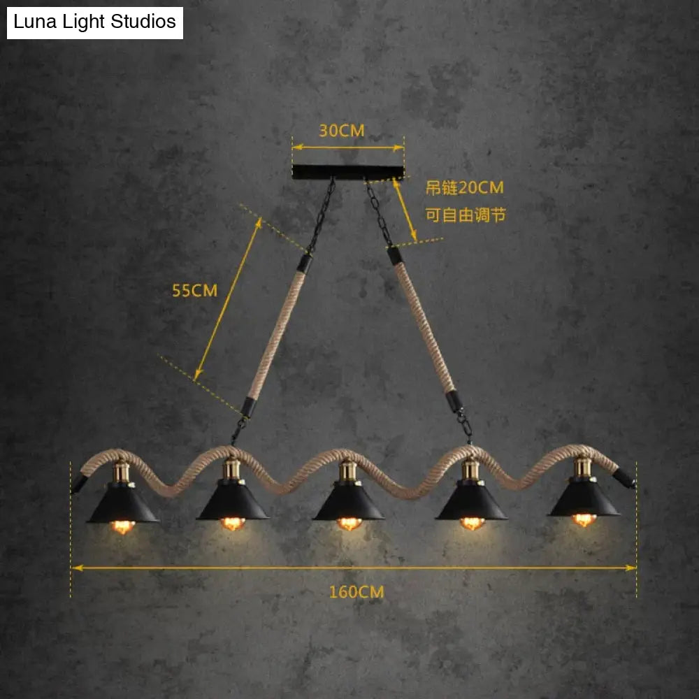 DecorBites™ Simple retro led chandelier Nordic hemp rope cafe chandelier modern novelty American bar restaurant chandelier ceiling