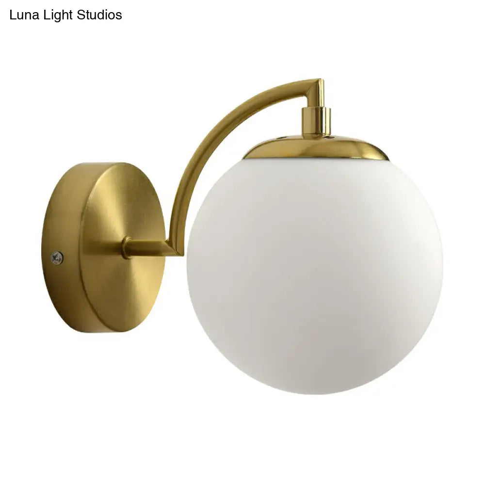 DecorBites™ Simple Style Glass Wall Mounted Light with Brass Finish - Spherical Stairway Wall Lighting Fixture (1 Bulb)