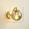 DecorBites™ Simple Style Glass Wall Mounted Light with Brass Finish - Spherical Stairway Wall Lighting Fixture (1 Bulb)