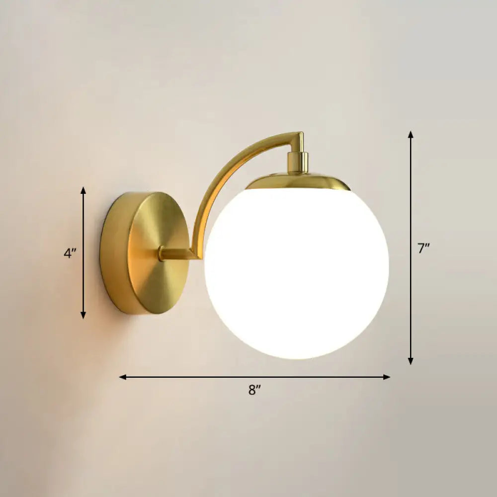 DecorBites™ Simple Style Glass Wall Mounted Light with Brass Finish - Spherical Stairway Wall Lighting Fixture (1 Bulb)