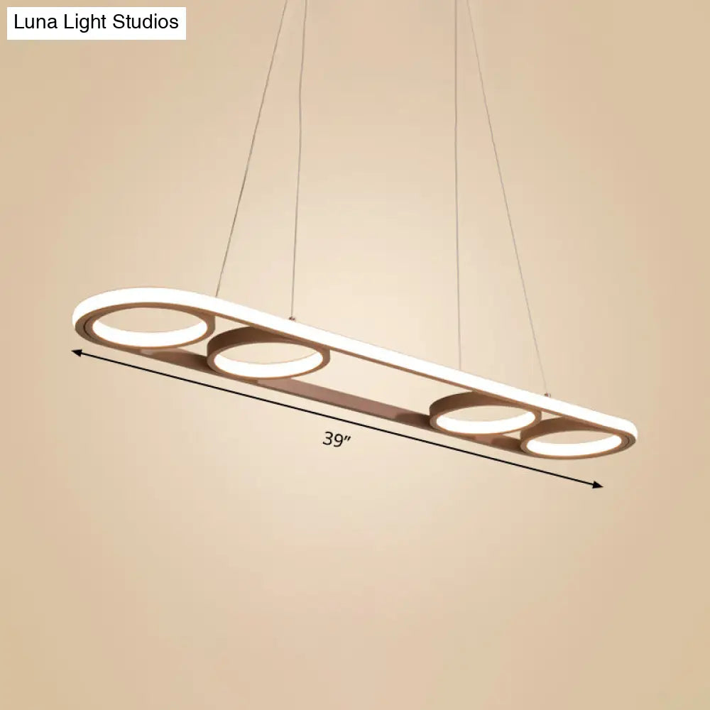 DecorBites™ Simple Style Metal Island Lighting, Coffee LED Ceiling Pendant Light in Warm/White Light, 39"/47" Wide Oval