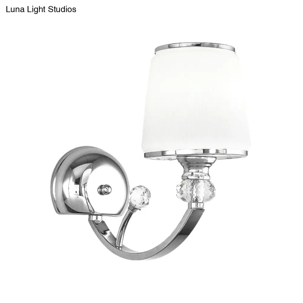 DecorBites™ Simplicity Chrome Conic 1-Head Wall Light Fixture with White Glass Shade