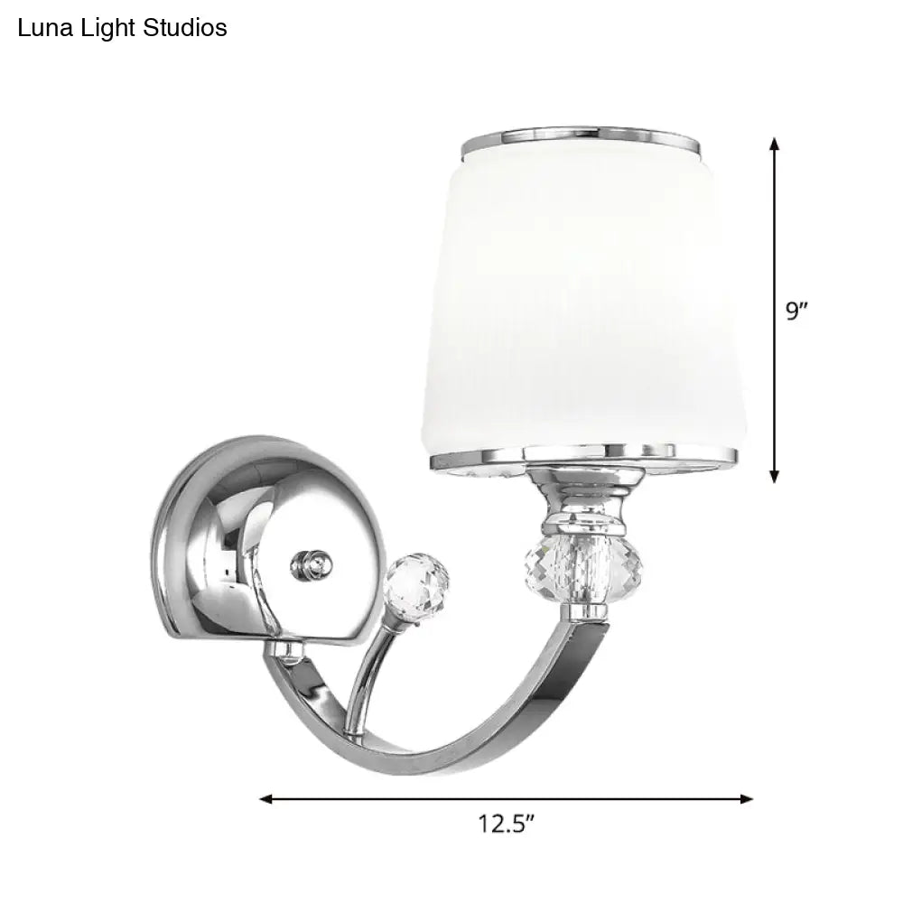 DecorBites™ Simplicity Chrome Conic 1-Head Wall Light Fixture with White Glass Shade
