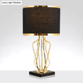 DecorBites™ Simplicity Drum Nightstand Lamp: Fabric Table Lighting with Marble Base