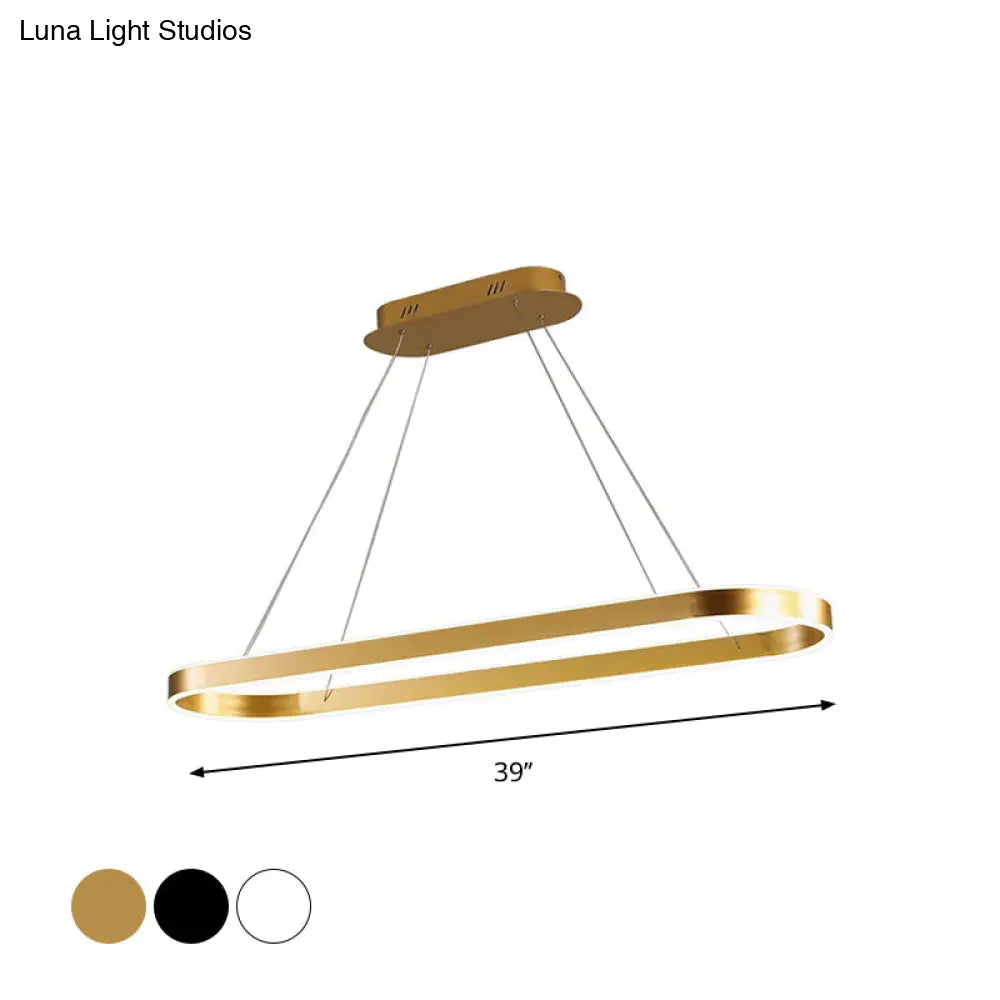 DecorBites™ Simplicity Ellipse LED Island Pendant Acrylic Ceiling Light - Black/White/Gold, Width Options: 31.5"/39"/47