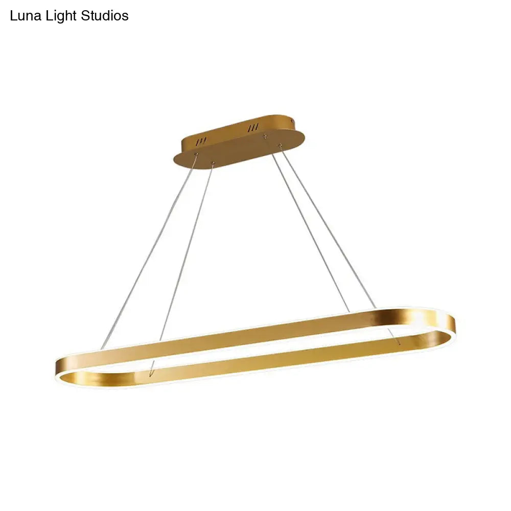 DecorBites™ Simplicity Ellipse LED Island Pendant Acrylic Ceiling Light - Black/White/Gold, Width Options: 31.5"/39"/47