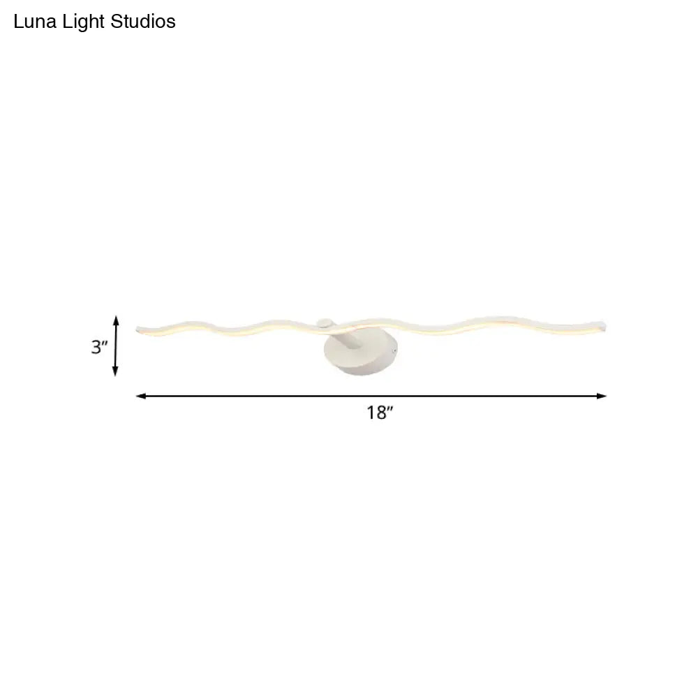 DecorBites™ Simplicity LED Acrylic Wall Sconce Vanity Light – 18"/26.5" L White Wave Design for Bathroom