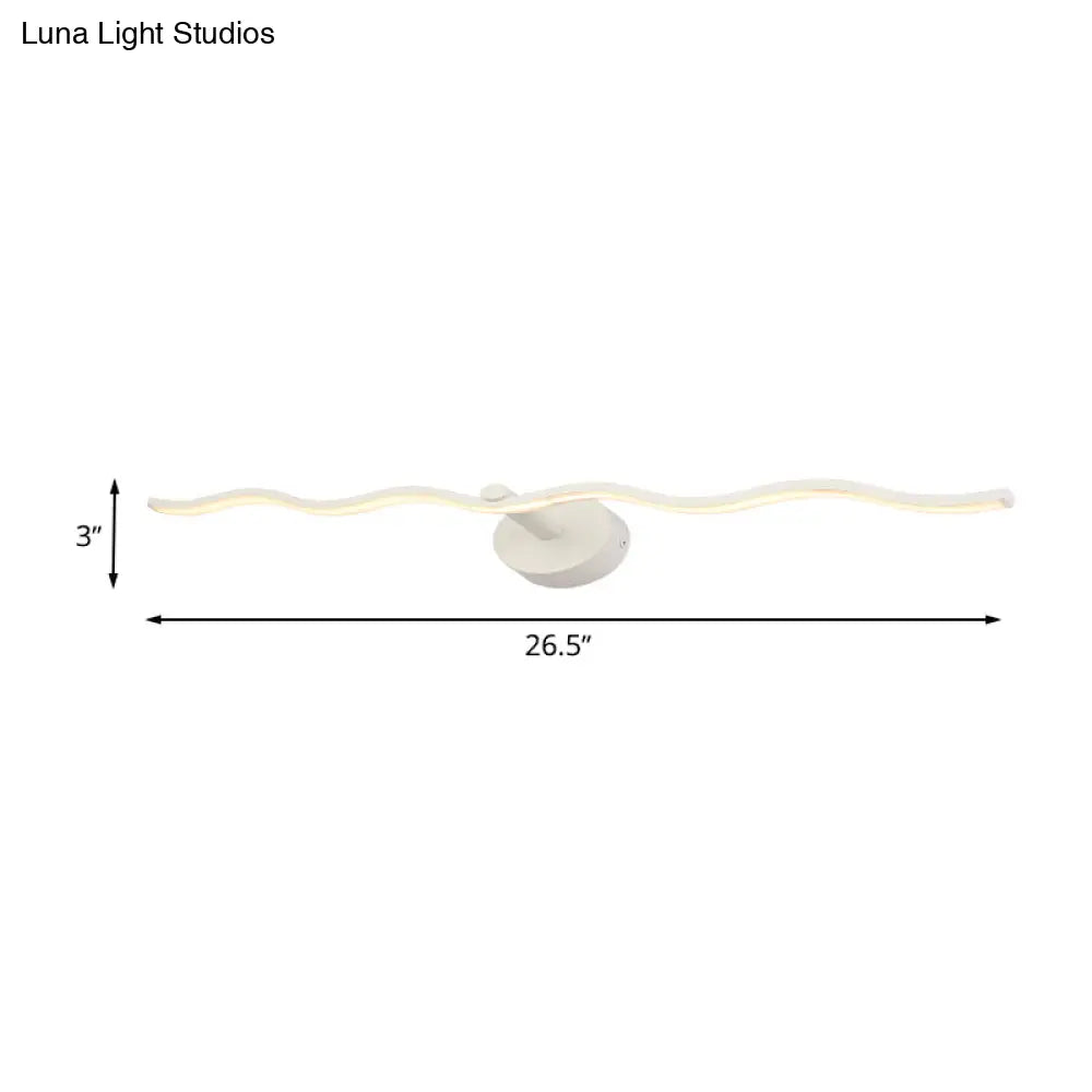 DecorBites™ Simplicity LED Acrylic Wall Sconce Vanity Light – 18"/26.5" L White Wave Design for Bathroom