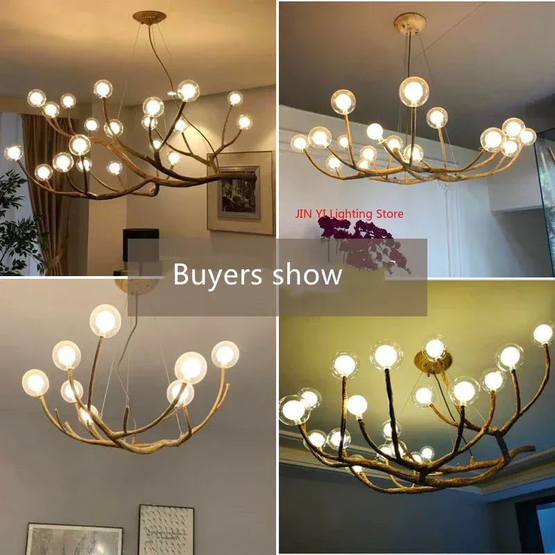 DecorBites™ Simulation Iron Tree Branch Bubble Chandelier