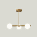 DecorBites™ Sleek and Elegant Linear Gold Island Pendant Lighting with Spherical Glass Shades for Dining Table