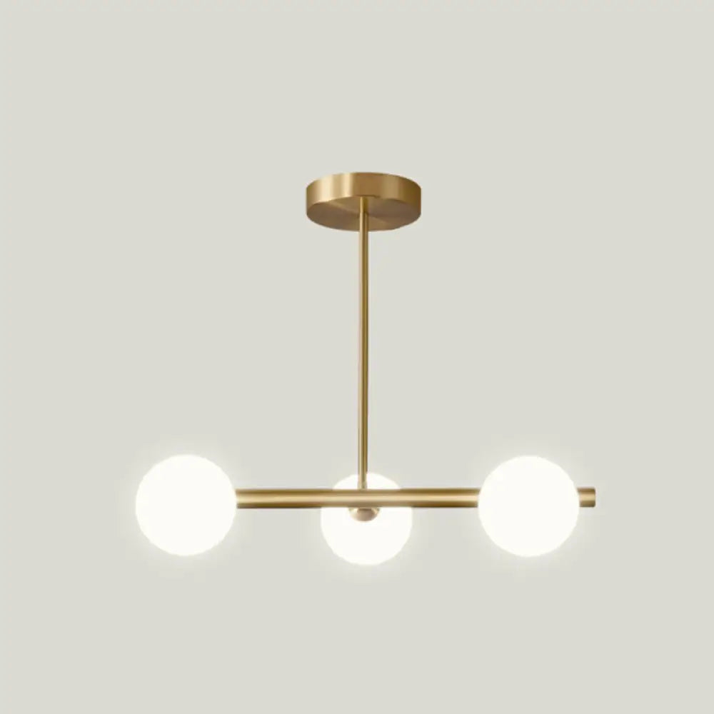DecorBites™ Sleek and Elegant Linear Gold Island Pendant Lighting with Spherical Glass Shades for Dining Table