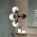 DecorBites™ Sleek Black Glass Wall Mounted Vanity Light with 3 Spherical Bulbs - Modern Bathroom Lighting