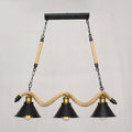 DecorBites™ Sleek Black Spiral Rope Pendant Light Fixture with Loft Style Bar Island Lamp and Cone Shade