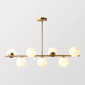 DecorBites™ Sleek Cream Glass Spherical Dining Room Pendant Light with 7 Gold Heads - Postmodern Island Lamp