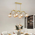 DecorBites™ Sleek Gold Spiral Island Light - Post-Modern Metal Ceiling Hang Lamp with Ball Glass Shade