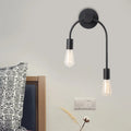 DecorBites™ Sleek Iron Wall Mounted Lamp - Minimalist 2-Light Black/Gold Sconce with Bare Bulb Design
