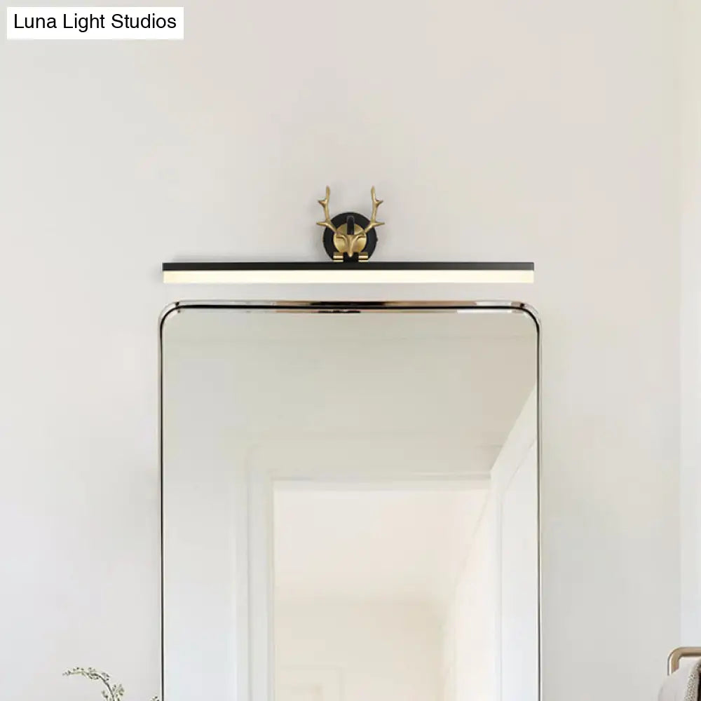 DecorBites™ Sleek LED Antler Wall Mount Lamp with Acrylic Shade in Warm/White Light - Black Linear Vanity Light