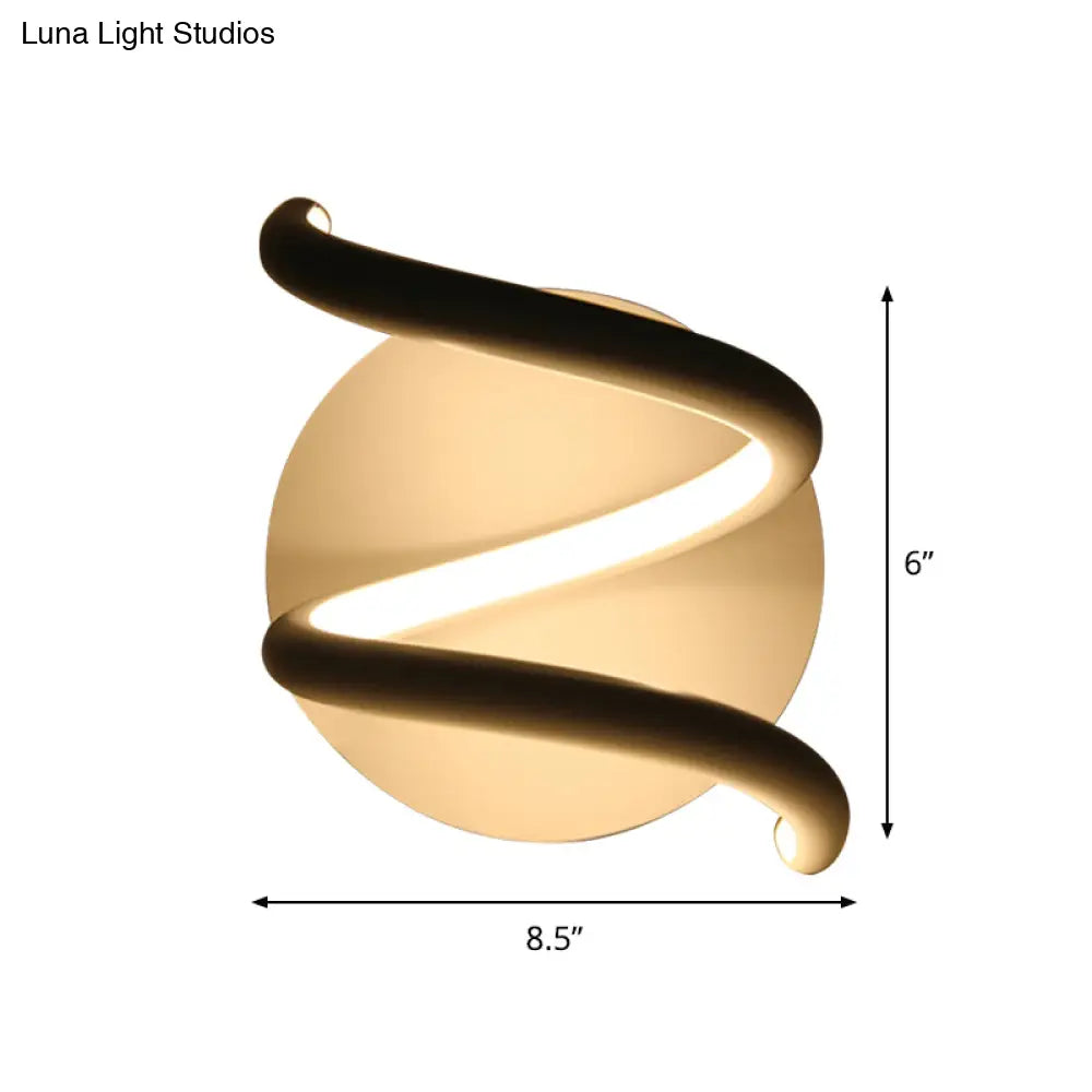 DecorBites™ Sleek LED White Wall Sconce: Acrylic Spiral Light Fixture with Minimalist Design