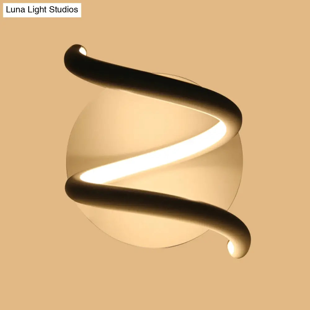 DecorBites™ Sleek LED White Wall Sconce: Acrylic Spiral Light Fixture with Minimalist Design