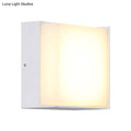 DecorBites™ Sleek Metal and Acrylic Wall Sconce: Simplistic Round/Square Shade with Warm/White LED Lighting for Hallways (White)