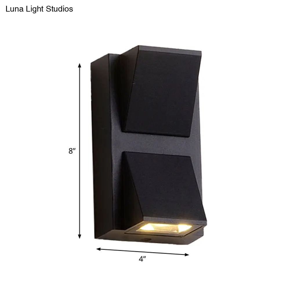 DecorBites™ Sleek Metal LED Flush Mount Wall Sconce for Porch - Rectangle, Cylinder, Triangle Shapes - Simplicity design - 1/2-Light - Black Finish