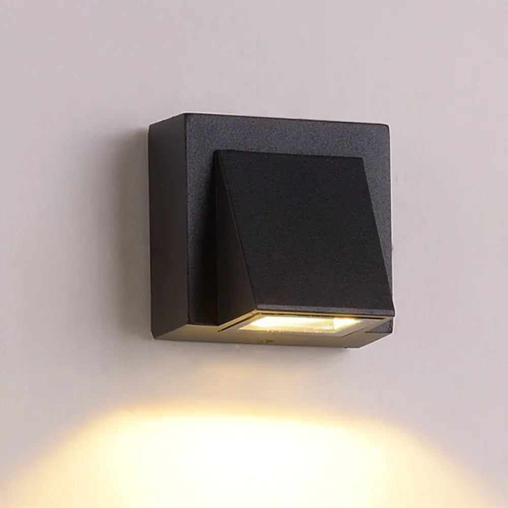 DecorBites™ Sleek Metal LED Flush Mount Wall Sconce for Porch - Rectangle, Cylinder, Triangle Shapes - Simplicity design - 1/2-Light - Black Finish