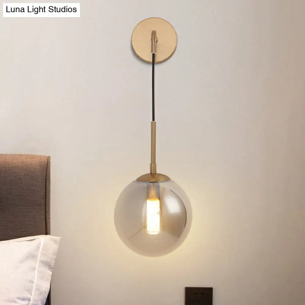 DecorBites™ Sleek Silver Glass Ball Wall Hanging Lamp with Brass Mount - Perfect Bedroom Lighting Solution