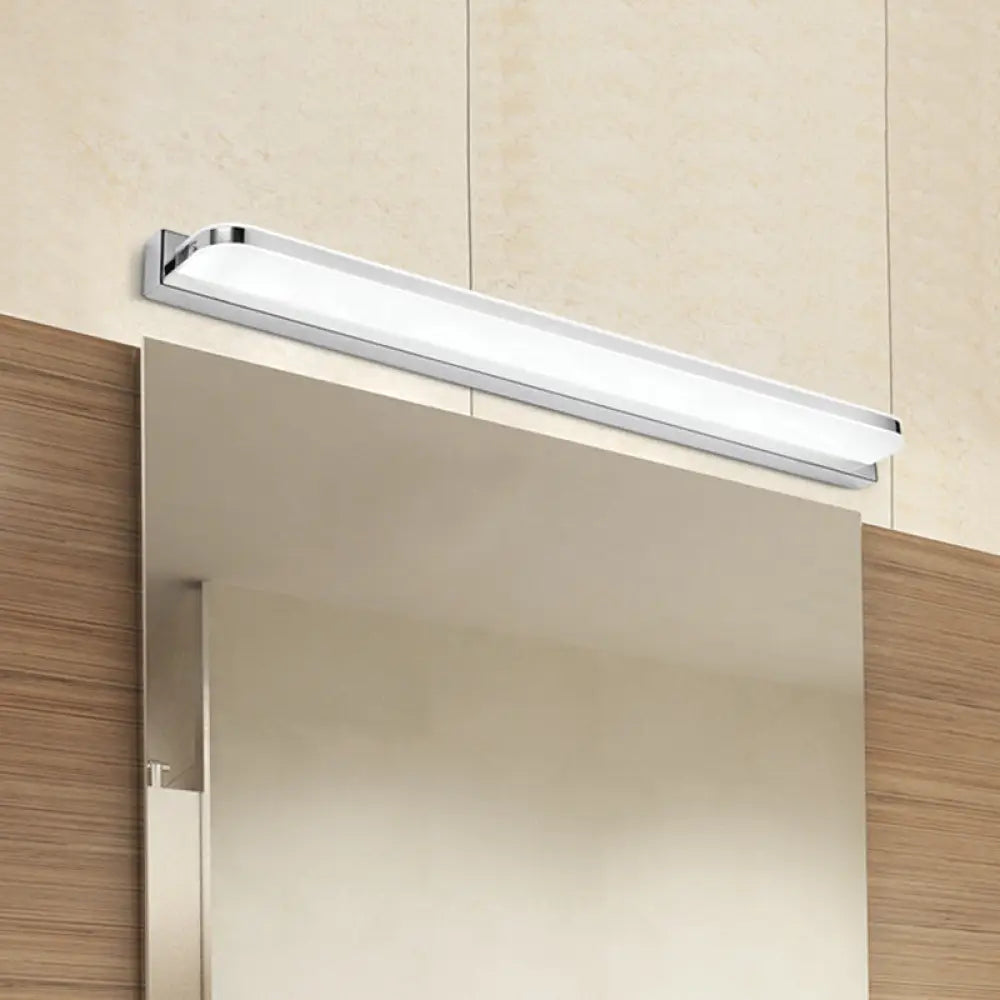 DecorBites™ Sleek Stainless Steel Chrome LED Sconce - Rectangular Wall Vanity Light Fixture (16.5"/20.5"/24.5") with Rounded Corner, Warm/White Light