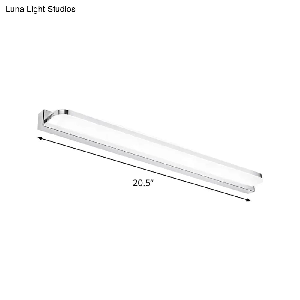 DecorBites™ Sleek Stainless Steel Chrome LED Sconce - Rectangular Wall Vanity Light Fixture (16.5"/20.5"/24.5") with Rounded Corner, Warm/White Light