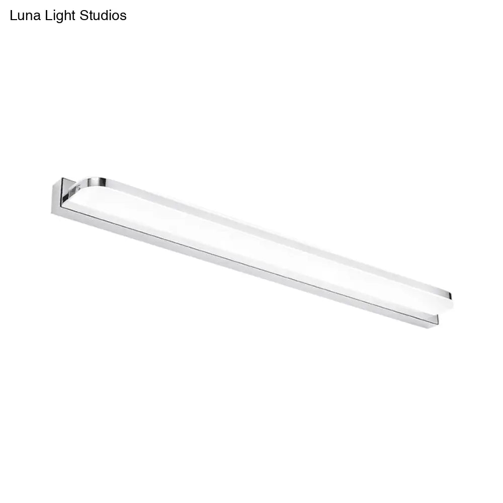 DecorBites™ Sleek Stainless Steel Chrome LED Sconce - Rectangular Wall Vanity Light Fixture (16.5"/20.5"/24.5") with Rounded Corner, Warm/White Light