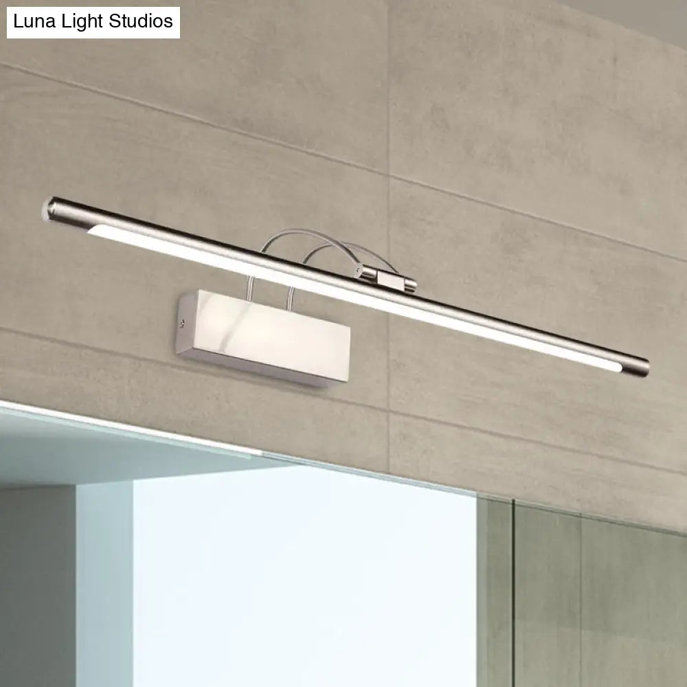 DecorBites™ Sleek Tube Vanity Wall Light - Metal, LED Bathroom Sconce in Nickel/Brushed Brass - 18"/21.5" Width - Warm/White Lighting
