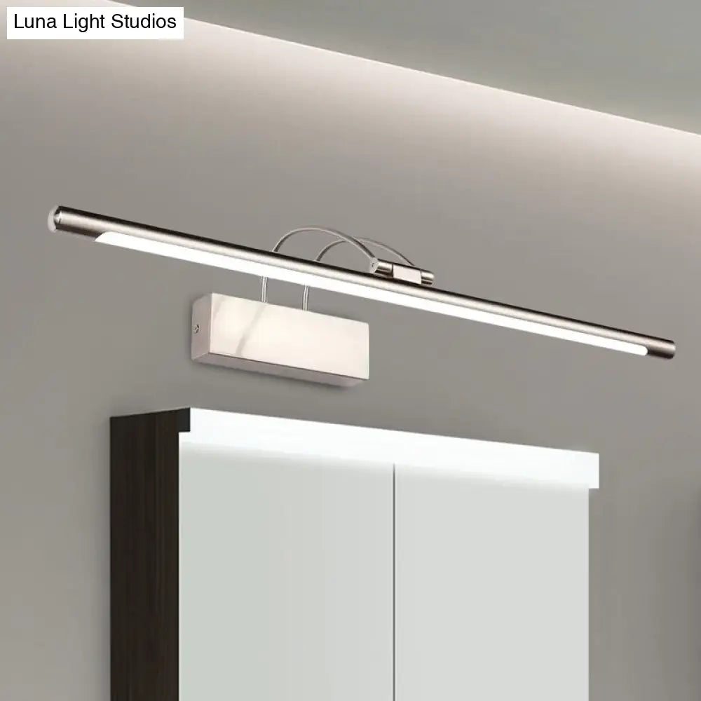 DecorBites™ Sleek Tube Vanity Wall Light - Metal, LED Bathroom Sconce in Nickel/Brushed Brass - 18"/21.5" Width - Warm/White Lighting