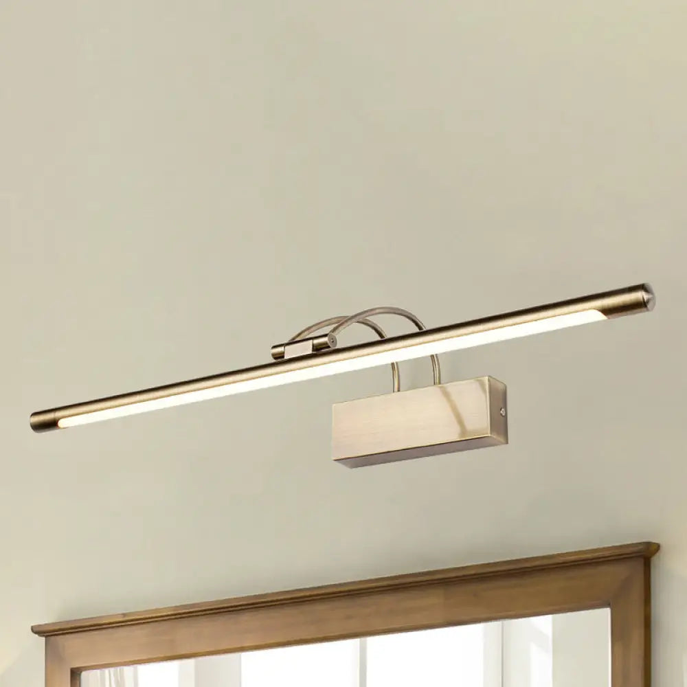 DecorBites™ Sleek Tube Vanity Wall Light - Metal, LED Bathroom Sconce in Nickel/Brushed Brass - 18"/21.5" Width - Warm/White Lighting