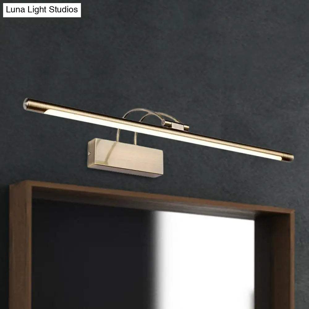 DecorBites™ Sleek Tube Vanity Wall Light - Metal, LED Bathroom Sconce in Nickel/Brushed Brass - 18"/21.5" Width - Warm/White Lighting
