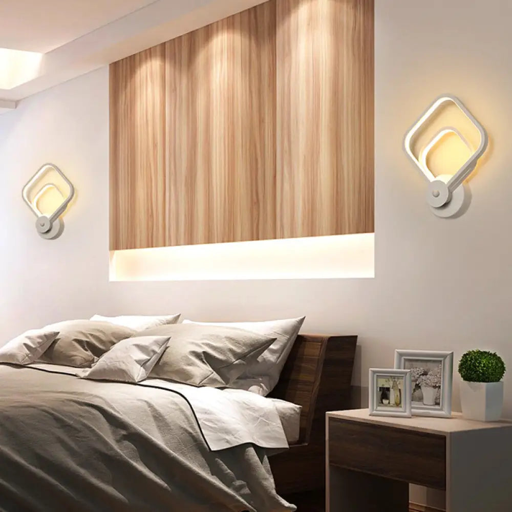 DecorBites™ Sleek White Geometric LED Wall Sconce for Stairway - Simplicity & Style