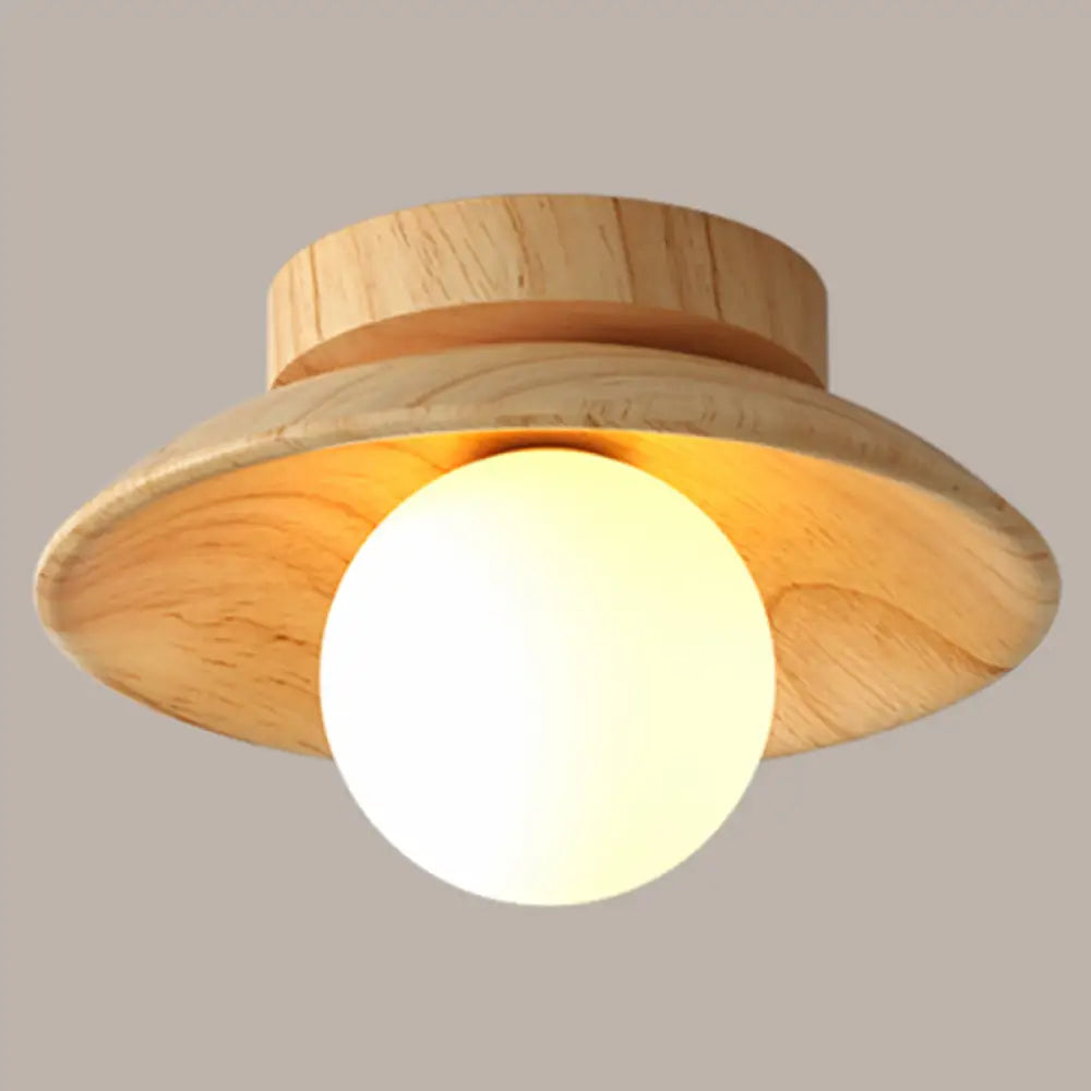 DecorBites™ Sleek Wooden Ceiling Light - Mini Semi Flush Mount Hallway Lamp