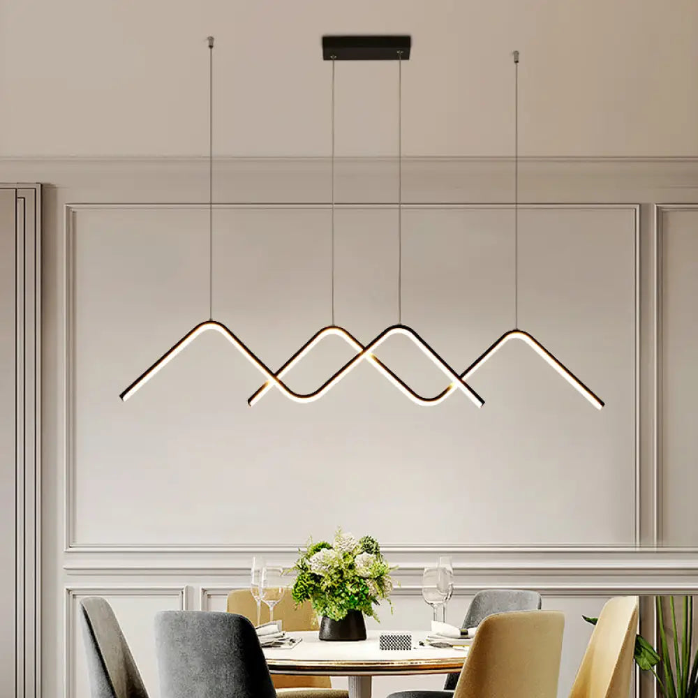 DecorBites™ Sleek Zigzag Suspension LED Ceiling Lamp in Black - Minimalist Metal Light Fixture for Restaurants
