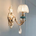 DecorBites™ Small Gold Drum Wall Mount Traditional Seedy Crystal Bedroom Wall Lamp Fixture