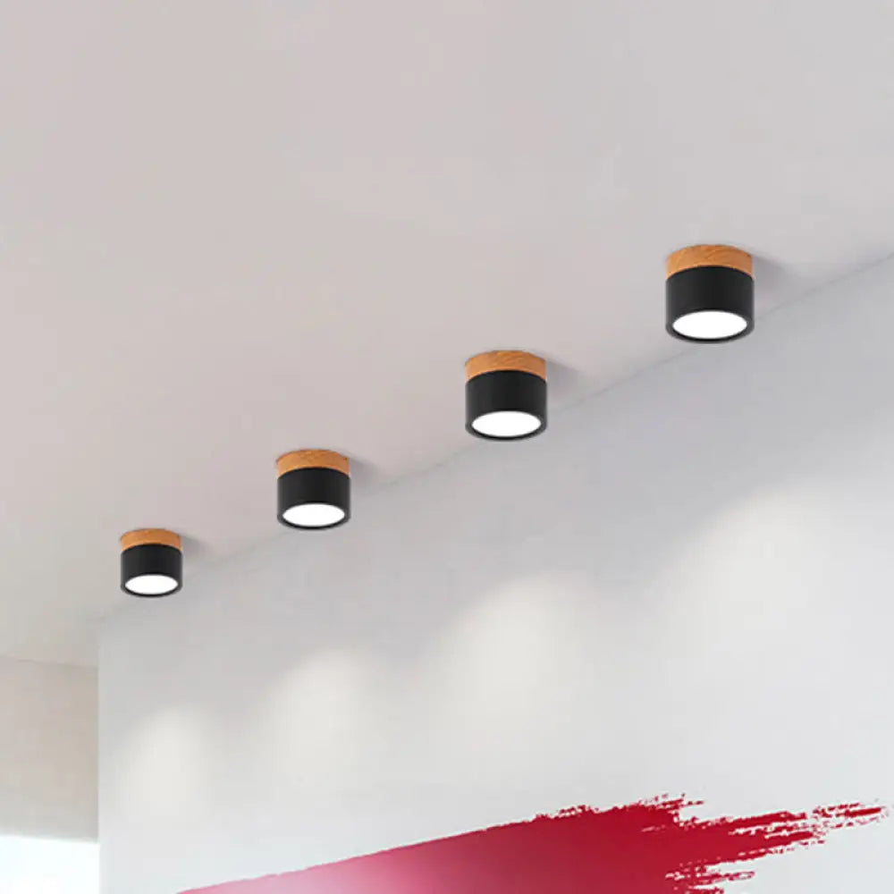 DecorBites™ Small Macaron Metal Flush Mount Ceiling Light for Kitchen Bar - Yellow/Blue/Black & Wood