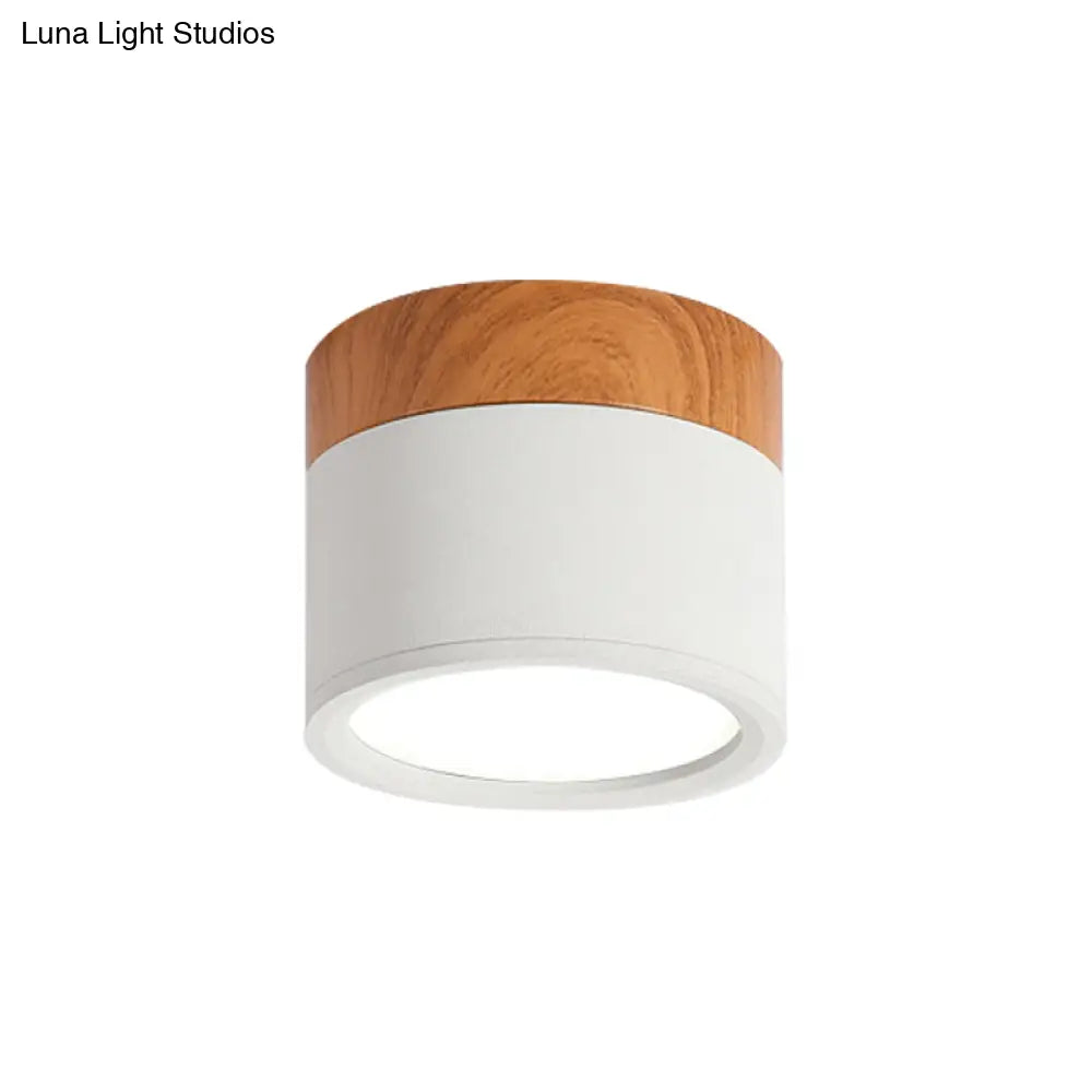 DecorBites™ Small Macaron Metal Flush Mount Ceiling Light for Kitchen Bar - Yellow/Blue/Black & Wood