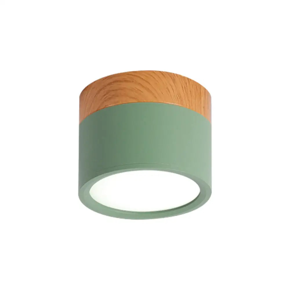 DecorBites™ Small Macaron Metal Flush Mount Ceiling Light for Kitchen Bar - Yellow/Blue/Black & Wood
