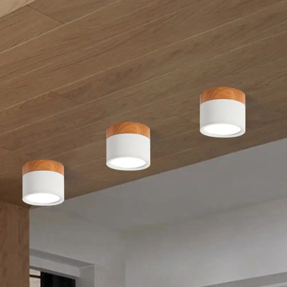 DecorBites™ Small Macaron Metal Flush Mount Ceiling Light for Kitchen Bar - Yellow/Blue/Black & Wood